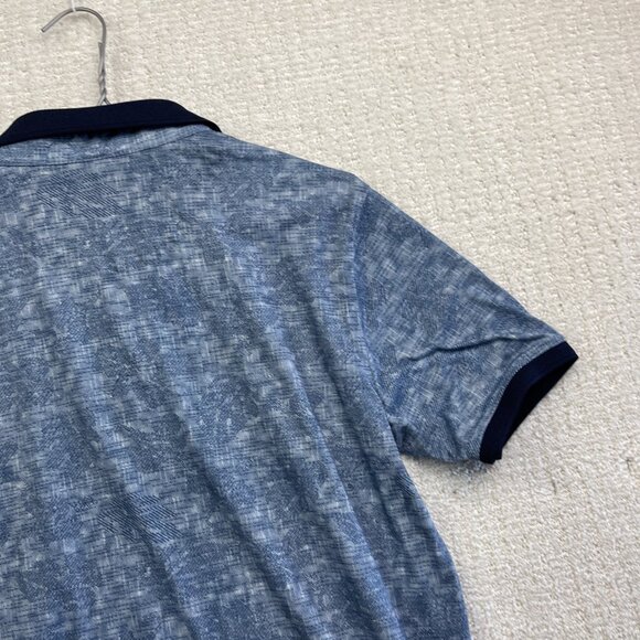 Lief Horsens Couture Men Polo Short Sleeves Shirt Sz L Blue Floral Tropical AOP - Picture 13 of 15